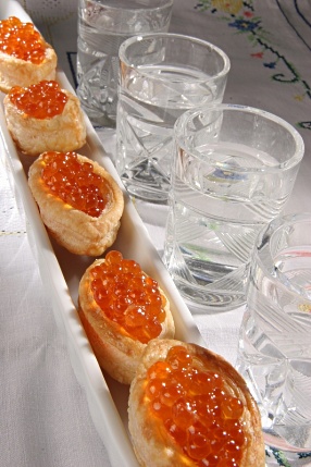 Deviled eggs with caviar