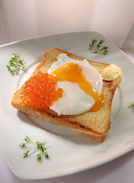 Toast with red caviar